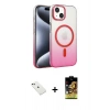MARSİLYAN™- iPhone 14 Kılıf Ahenk Doku Özel Seri - Siyah Buffer Cam Ekran Koruyucu + Diamond Kamera Lens - YL