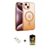 MARSİLYAN™- iPhone 14 Kılıf Ahenk Doku Özel Seri - Siyah Buffer Cam Ekran Koruyucu + Diamond Kamera Lens - YL