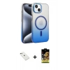 MARSİLYAN™- iPhone 14 Kılıf Ahenk Doku Özel Seri - Siyah Buffer Cam Ekran Koruyucu + Diamond Kamera Lens - YL