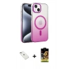 MARSİLYAN™- iPhone 14 Kılıf Ahenk Doku Özel Seri - Siyah Buffer Cam Ekran Koruyucu + Diamond Kamera Lens - YL