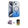 MARSİLYAN™- iPhone 14 Kılıf Ahenk Doku Özel Seri - Siyah Buffer Cam Ekran Koruyucu + Raze Metal Kamera Lens - GS