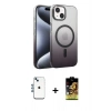 MARSİLYAN™- iPhone 14 Kılıf Ahenk Doku Özel Seri - Siyah Buffer Cam Ekran Koruyucu + Shine Kamera Lens - MI