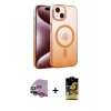 MARSİLYAN™- iPhone 14 Kılıf Ahenk Doku Özel Seri - Siyah Buffer Cam Ekran Koruyucu + Mor Raze Metal Kamera Lens