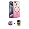 MARSİLYAN™- iPhone 14 Kılıf Ahenk Doku Özel Seri - Siyah Buffer Cam Ekran Koruyucu + Raze Metal Kamera Lens - SH