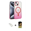 MARSİLYAN™- iPhone 14 Kılıf Ahenk Doku Özel Seri - Siyah Buffer Cam Ekran Koruyucu + Diamond Kamera Lens - SABE