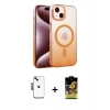 MARSİLYAN™- iPhone 14 Kılıf Ahenk Doku Özel Seri - Siyah Buffer Cam Ekran Koruyucu + Siyah Shine Kamera Lens