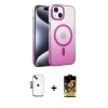 MARSİLYAN™- iPhone 14 Kılıf Ahenk Doku Özel Seri - Siyah Buffer Cam Ekran Koruyucu + Siyah Shine Kamera Lens