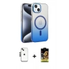 MARSİLYAN™- iPhone 14 Kılıf Ahenk Doku Özel Seri - Siyah Buffer Cam Ekran Koruyucu + Siyah Shine Kamera Lens