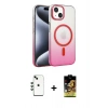 MARSİLYAN™- iPhone 14 Kılıf Ahenk Doku Özel Seri - Siyah Buffer Cam Ekran Koruyucu + Shine Kamera Lens - YL