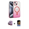 MARSİLYAN™- iPhone 14 Kılıf Ahenk Doku Özel Seri - Siyah Buffer Hayalet Cam Ekran Koruyucu + Raze Metal Kamera Lens - KI