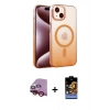 MARSİLYAN™- iPhone 14 Kılıf Ahenk Doku Özel Seri - Siyah Buffer Hayalet Cam Ekran Koruyucu + Raze Metal Kamera Lens - KI