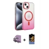 MARSİLYAN™- iPhone 14 Kılıf Ahenk Doku Özel Seri - Siyah Buffer Hayalet Cam Ekran Koruyucu + Raze Metal Kamera Lens - GS