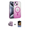 MARSİLYAN™- iPhone 14 Kılıf Ahenk Doku Özel Seri - Siyah Buffer Hayalet Cam Ekran Koruyucu + Raze Metal Kamera Lens - MR