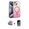 MARSİLYAN™- iPhone 14 Kılıf Ahenk Doku Özel Seri - Siyah Buffer Hayalet Cam Ekran Koruyucu + Raze Metal Kamera Lens - MR