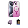 MARSİLYAN™- iPhone 14 Kılıf Ahenk Doku Özel Seri - Siyah Buffer Hayalet Cam Ekran Koruyucu + Raze Metal Kamera Lens - GS