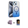 MARSİLYAN™- iPhone 14 Kılıf Ahenk Doku Özel Seri - Siyah Buffer Hayalet Cam Ekran Koruyucu + Raze Metal Kamera Lens - MR