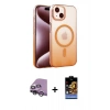 MARSİLYAN™- iPhone 14 Kılıf Ahenk Doku Özel Seri - Siyah Buffer Hayalet Cam Ekran Koruyucu + Raze Metal Kamera Lens - GS