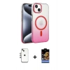 MARSİLYAN™- iPhone 14 Kılıf Ahenk Doku Özel Seri - Siyah Buffer Hayalet Cam Ekran Koruyucu + Shine Kamera Lens - GI