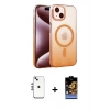 MARSİLYAN™- iPhone 14 Kılıf Ahenk Doku Özel Seri - Siyah Buffer Hayalet Cam Ekran Koruyucu + Shine Kamera Lens - GS