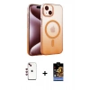 MARSİLYAN™- iPhone 14 Kılıf Ahenk Doku Özel Seri - Siyah Buffer Hayalet Cam Ekran Koruyucu + Shine Kamera Lens - KI
