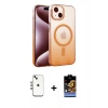 MARSİLYAN™- iPhone 14 Kılıf Ahenk Doku Özel Seri - Siyah Buffer Hayalet Cam Ekran Koruyucu + Shine Kamera Lens - GI