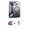 MARSİLYAN™- iPhone 14 Kılıf Ahenk Doku Özel Seri - Siyah Joko Magic 5D Cam + Raze Metal Kamera Lens - GS