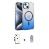 MARSİLYAN™- iPhone 14 Kılıf Ahenk Doku Özel Seri - Siyah Joko Magic 5D Cam + Kırmızı Shine Kamera Lens