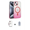 MARSİLYAN™- iPhone 14 Kılıf Ahenk Doku Özel Seri - Siyah Joko Magic 5D Cam + Kırmızı Shine Kamera Lens