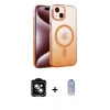 MARSİLYAN™- iPhone 14 Kılıf Ahenk Doku Özel Seri - Siyah Joko Magic 5D Cam + PVD Metal Kamera Lens - MI