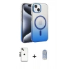 MARSİLYAN™- iPhone 14 Kılıf Ahenk Doku Özel Seri - Siyah Joko Magic 5D Cam + Shine Kamera Lens - SH