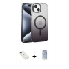 MARSİLYAN™- iPhone 14 Kılıf Ahenk Doku Özel Seri - Siyah Joko Magic 5D Cam + Diamond Kamera Lens - YL