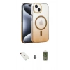 MARSİLYAN™- iPhone 14 Kılıf Ahenk Doku Özel Seri - Siyah Joko Magic 5D Hayalet Cam + Diamond Kamera Lens - KI