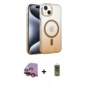 MARSİLYAN™- iPhone 14 Kılıf Ahenk Doku Özel Seri - Siyah Joko Magic 5D Hayalet Cam + Raze Metal Kamera Lens - KI