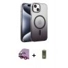 MARSİLYAN™- iPhone 14 Kılıf Ahenk Doku Özel Seri - Siyah Joko Magic 5D Hayalet Cam + Raze Metal Kamera Lens - KI