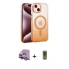 MARSİLYAN™- iPhone 14 Kılıf Ahenk Doku Özel Seri - Siyah Joko Magic 5D Hayalet Cam + Mor Raze Metal Kamera Lens
