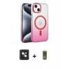 MARSİLYAN™- iPhone 14 Kılıf Ahenk Doku Özel Seri - Siyah Joko Magic 5D Hayalet Cam + PVD Metal Kamera Lens - PE