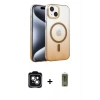 MARSİLYAN™- iPhone 14 Kılıf Ahenk Doku Özel Seri - Siyah Joko Magic 5D Hayalet Cam + PVD Metal Kamera Lens - YL