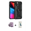 MARSİLYAN™- iPhone 14 Kılıf Ahenk Klasik Koleksiyonu - Şeffaf Pasifik Cam Ekran Koruyucu + Raze Metal Kamera Lens - MR