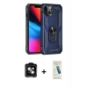 MARSİLYAN™- iPhone 14 Kılıf Ahenk Klasik Koleksiyonu - Şeffaf Pasifik Cam Ekran Koruyucu + PVD Metal Kamera Lens - TU