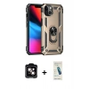 MARSİLYAN™- iPhone 14 Kılıf Ahenk Klasik Koleksiyonu - Şeffaf Pasifik Cam Ekran Koruyucu + PVD Metal Kamera Lens - TU