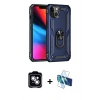 MARSİLYAN™- iPhone 14 Kılıf Ahenk Klasik Koleksiyonu - Siyah 3D Antistatik Cam Ekran Koruyucu + PVD Metal Kamera Lens - GS