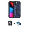 MARSİLYAN™- iPhone 14 Kılıf Ahenk Klasik Koleksiyonu - Siyah 3D Antistatik Cam Ekran Koruyucu + PVD Metal Kamera Lens - SH