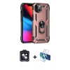 MARSİLYAN™- iPhone 14 Kılıf Ahenk Klasik Koleksiyonu - Siyah 3D Antistatik Cam Ekran Koruyucu + PVD Metal Kamera Lens - SH