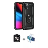 MARSİLYAN™- iPhone 14 Kılıf Ahenk Klasik Koleksiyonu - Siyah 3D Antistatik Cam Ekran Koruyucu + PVD Metal Kamera Lens - TU