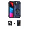 MARSİLYAN™- iPhone 14 Kılıf Ahenk Klasik Koleksiyonu - Siyah 3D Antistatik Hayalet Cam Ekran Koruyucu + PVD Metal Kamera Lens - YL