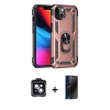 MARSİLYAN™- iPhone 14 Kılıf Ahenk Klasik Koleksiyonu - Siyah 3D Antistatik Hayalet Cam Ekran Koruyucu + PVD Metal Kamera Lens - SH