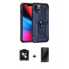 MARSİLYAN™- iPhone 14 Kılıf Ahenk Klasik Koleksiyonu - Siyah 3D Antistatik Hayalet Cam Ekran Koruyucu + PVD Metal Kamera Lens - TU