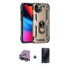 MARSİLYAN™- iPhone 14 Kılıf Ahenk Klasik Koleksiyonu - Siyah 3D Antistatik Hayalet Cam Ekran Koruyucu + Raze Metal Kamera Lens - SH