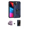 MARSİLYAN™- iPhone 14 Kılıf Ahenk Klasik Koleksiyonu - Siyah 3D Antistatik Hayalet Cam Ekran Koruyucu + Raze Metal Kamera Lens - MR