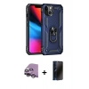 MARSİLYAN™- iPhone 14 Kılıf Ahenk Klasik Koleksiyonu - Siyah 3D Antistatik Hayalet Cam Ekran Koruyucu + Raze Metal Kamera Lens - GS